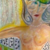 Femme sortant de la douche